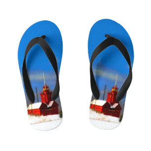 Grote Rode vuurtoren schilderen - Oorspronkelijke Kinder Teenslippers