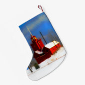 Grote Rode vuurtoren schilderen - Oorspronkelijke  Kleine Kerstsok (Achterkant (Hangend))