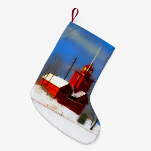 Grote Rode vuurtoren schilderen - Oorspronkelijke Kleine Kerstsok