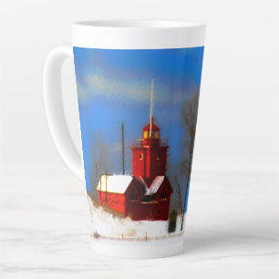 Grote Rode vuurtoren schilderen - Oorspronkelijke  Latte Mok