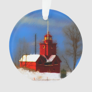 Grote Rode vuurtoren schilderen - Oorspronkelijke  Ornament