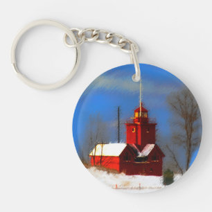 Grote Rode vuurtoren schilderen - Oorspronkelijke  Sleutelhanger