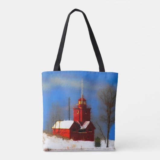 Grote Rode vuurtoren schilderen - Oorspronkelijke  Tote Bag (Achterkant)
