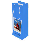 Grote Rode vuurtoren schilderen - Oorspronkelijke  Wijn Cadeautas (Achterkant Gekanteld)