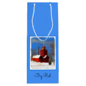 Grote Rode vuurtoren schilderen - Oorspronkelijke  Wijn Cadeautas (Achterkant)