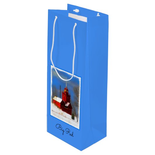 Grote Rode vuurtoren schilderen - Oorspronkelijke  Wijn Cadeautas (Voorkant Gekanteld)