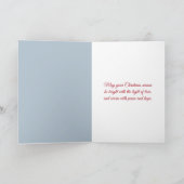 Grote rode vuurtoren van Michigan in de winter Feestdagen Kaart (Binnen)