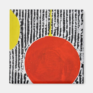 Grote Rode Zonnevlek met zwarte strepen Magneet