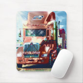 Grote Rode Zware Vrachtwagen voor Truckers & Vrach Muismat (Met muis)