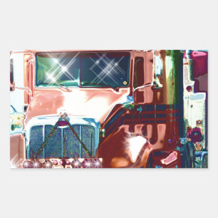 Grote Rode Zware Vrachtwagen voor Truckers & Vrach Rechthoekige Sticker