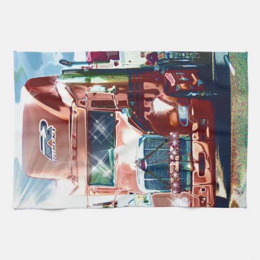 Grote Rode Zware Vrachtwagen voor Truckers & Vrach Theedoek (Horizontaal)