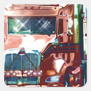 Grote Rode Zware Vrachtwagen voor Truckers & Vrach Vierkante Sticker