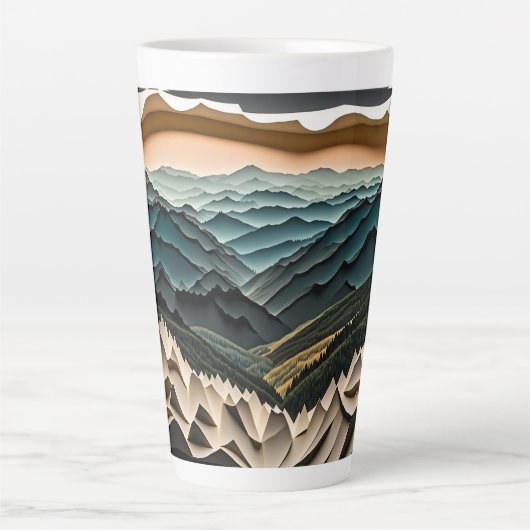 grote rokerige bergen nationaal park illustratie latte mok (Voorkant)