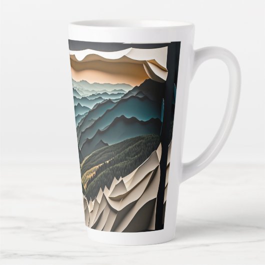 grote rokerige bergen nationaal park illustratie latte mok (Rechts)