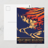 Grote rokerige bergen, vintage reizen briefkaart (Voorkant / Achterkant)