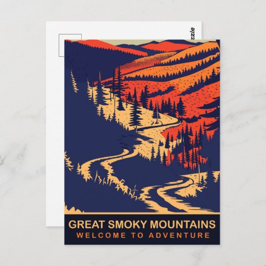 Grote rokerige bergen, vintage reizen briefkaart (Voorkant / Achterkant)