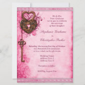 Grote romantische harten slot en sleutel roze brui kaart (Achterkant)