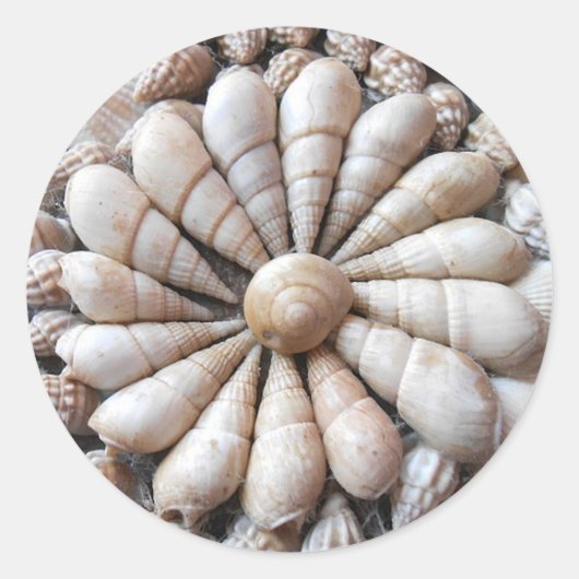 Grote ronde artistieke Seashell-stickers Ronde Sticker (Voorkant)