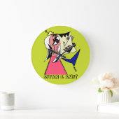 Grote ronde gepersonaliseerde cartoon klok voor ko (Huis)