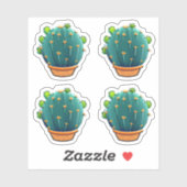 Grote Ronde Groene Cactus Succulent Design Sticker (Vel)