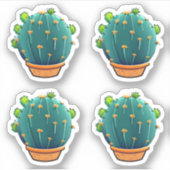 Grote Ronde Groene Cactus Succulent Design Sticker (Voorkant)