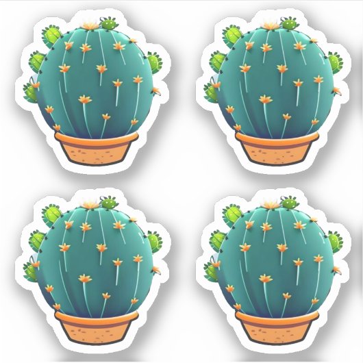 Grote Ronde Groene Cactus Succulent Design Sticker (Voorkant)