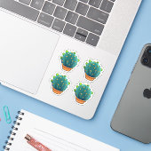 Grote Ronde Groene Cactus Succulent Design Sticker (Laptop met iPhone)