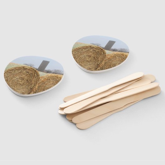 Grote ronde Hay-balken in een Boerderij veld Handwaaier (Niet-gemonteerd)