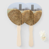 Grote ronde Hay-balken in een Boerderij veld Handwaaier (Voorkant en achterkant)