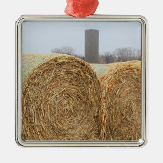 Grote ronde Hay-balken in een Boerderij veld Metalen Ornament