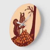 🐿️ Grote Ronde Klok Eekhoorn Herfst (Hoek)