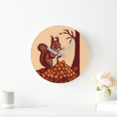 🐿️ Grote Ronde Klok Eekhoorn Herfst (Huis)