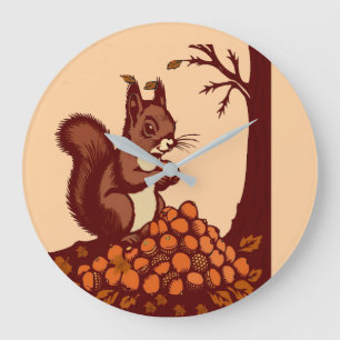 🐿️ Grote Ronde Klok Eekhoorn Herfst