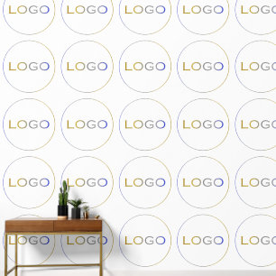 Grote Ronde Logo Foto op Wit Eenvoudig Patroon Behang