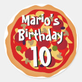 Grote ronde pizza Verjaardagsfeestje stickers (Voorkant)