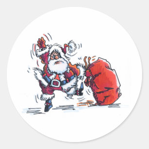 Grote rondstickers van de Angry Santa Ronde Sticker