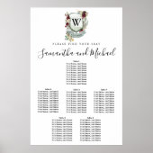Grote Rood Floral Crest 6-Tabel Zitkuur Poster (Voorkant)
