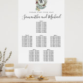 Grote Rood Floral Crest 6-Tabel Zitkuur Poster (Keuken)