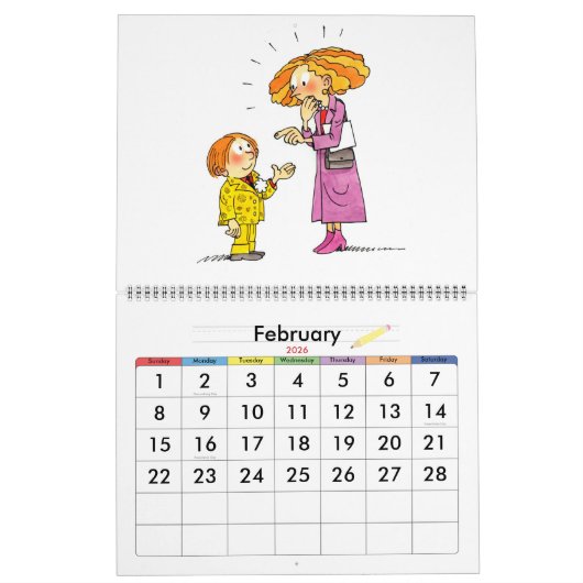 Grote Rood School-jaarkalender voor kinderen Kalender (Feb 2026)