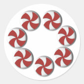 Grote Rood & Wit Pepermunt Kerstmis Ronde Sticker (Voorkant)