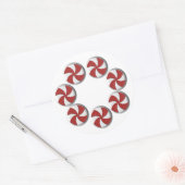 Grote Rood & Wit Pepermunt Kerstmis Ronde Sticker (Envelop)