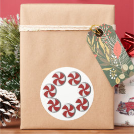 Grote Rood & Wit Pepermunt Kerstmis Ronde Sticker