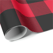 Grote Rood-Zwarte Chevron Buffalo Plaid Cadeaupapier (Rol Hoek)