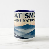 Grote Rookbergen Blauwe Nevel Retro Mok (Midden)