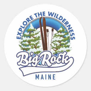 Grote Rots Maine ski reislogboek Foto-afdruk Ronde Sticker