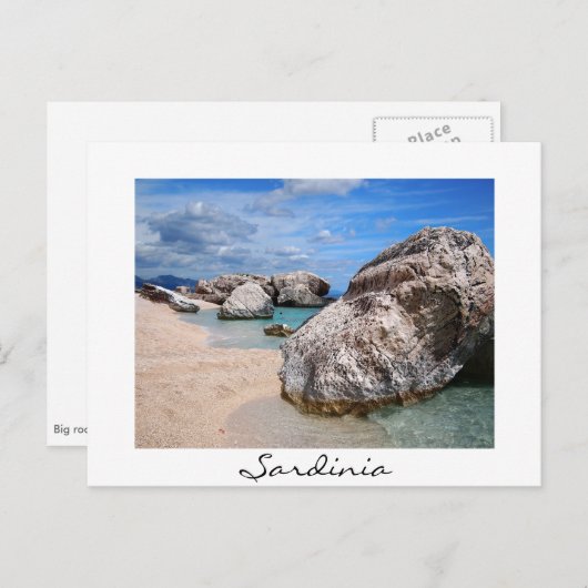 Grote rotsen op het strand van Cala Mariolu op Sar Briefkaart (Voorkant / Achterkant)