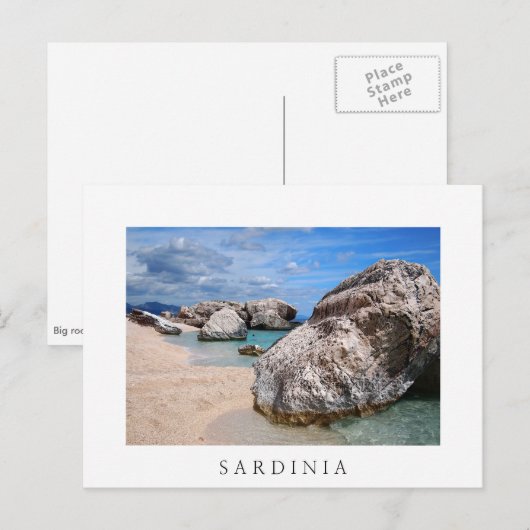 Grote rotsen op het strand van Sardinië witte brie Briefkaart (Voorkant / Achterkant)