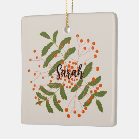 Grote Rowan rode bessen Keramisch Ornament (Links)