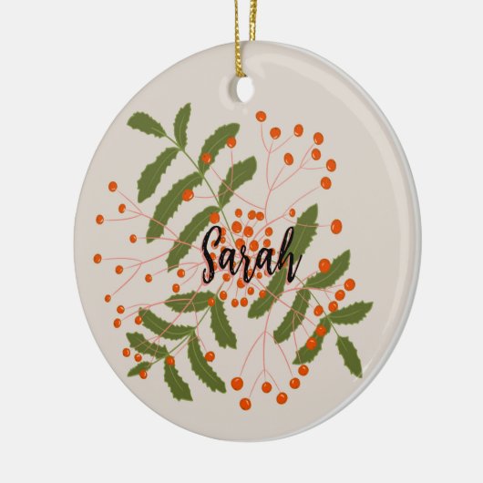 Grote Rowan rode bessen Keramisch Ornament (Links)