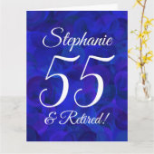Grote Royal Blue 55 en gepensioneerde Happy Retire Kaart (Gele Bloem)